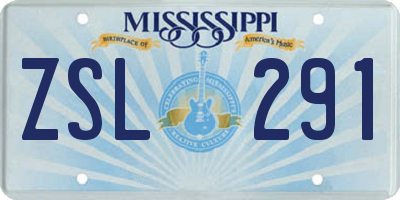 MS license plate ZSL291