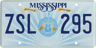 MS license plate ZSL295