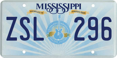 MS license plate ZSL296