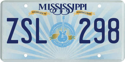 MS license plate ZSL298