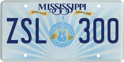 MS license plate ZSL300