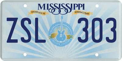 MS license plate ZSL303