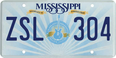MS license plate ZSL304
