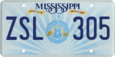 MS license plate ZSL305