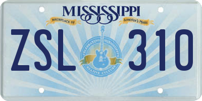 MS license plate ZSL310