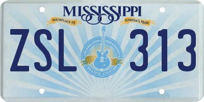 MS license plate ZSL313