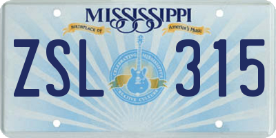 MS license plate ZSL315