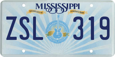 MS license plate ZSL319