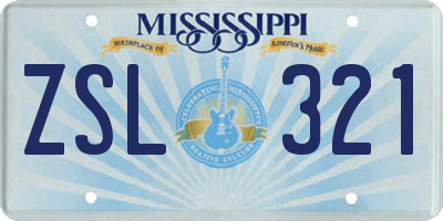 MS license plate ZSL321