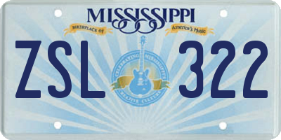 MS license plate ZSL322