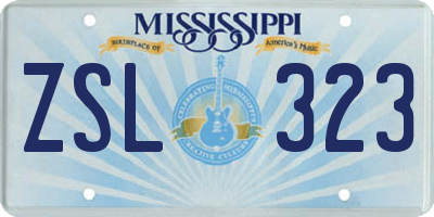 MS license plate ZSL323
