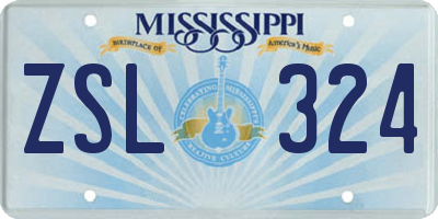 MS license plate ZSL324