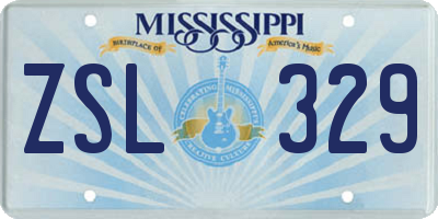 MS license plate ZSL329