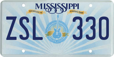 MS license plate ZSL330