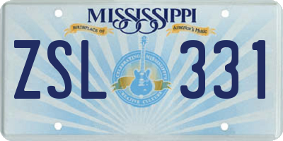 MS license plate ZSL331