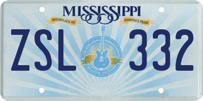 MS license plate ZSL332