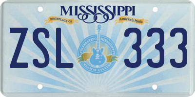 MS license plate ZSL333
