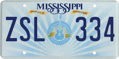 MS license plate ZSL334