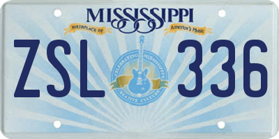 MS license plate ZSL336