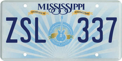 MS license plate ZSL337