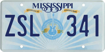 MS license plate ZSL341