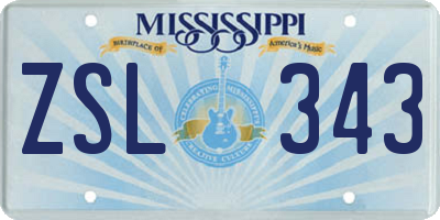 MS license plate ZSL343