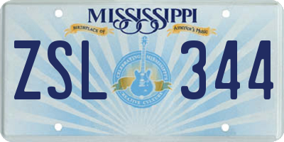 MS license plate ZSL344