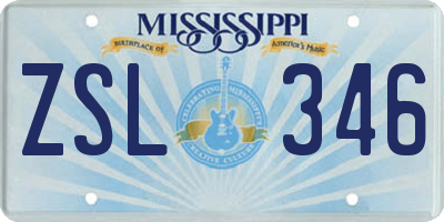 MS license plate ZSL346