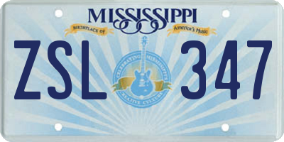 MS license plate ZSL347