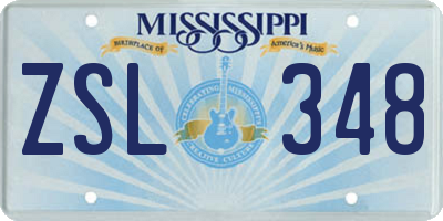 MS license plate ZSL348