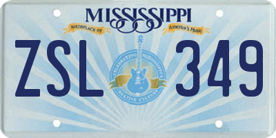 MS license plate ZSL349