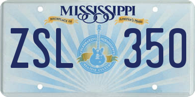 MS license plate ZSL350