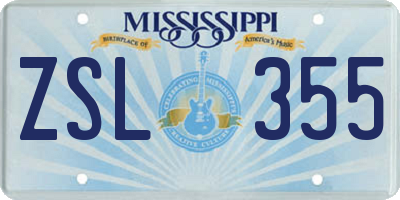 MS license plate ZSL355