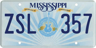 MS license plate ZSL357