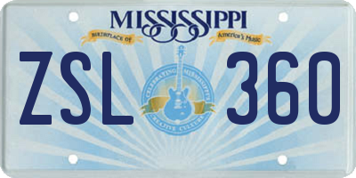 MS license plate ZSL360