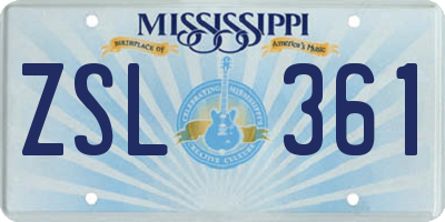 MS license plate ZSL361