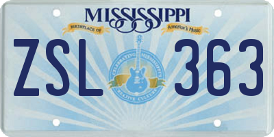 MS license plate ZSL363