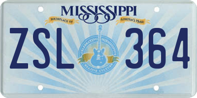 MS license plate ZSL364