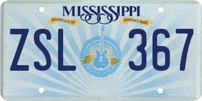MS license plate ZSL367
