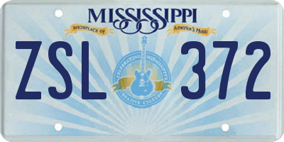 MS license plate ZSL372