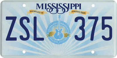 MS license plate ZSL375