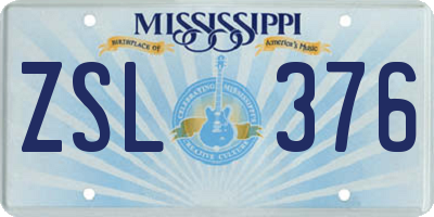 MS license plate ZSL376