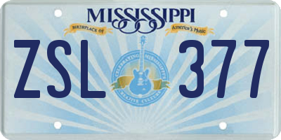 MS license plate ZSL377