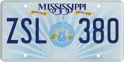 MS license plate ZSL380