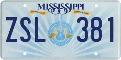 MS license plate ZSL381