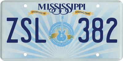 MS license plate ZSL382