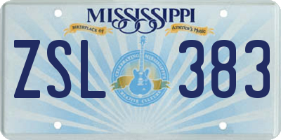 MS license plate ZSL383