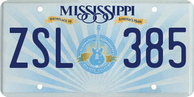 MS license plate ZSL385