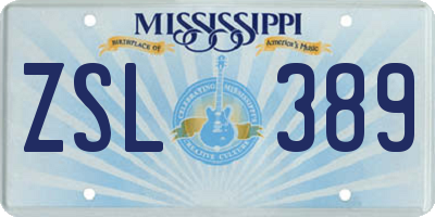 MS license plate ZSL389