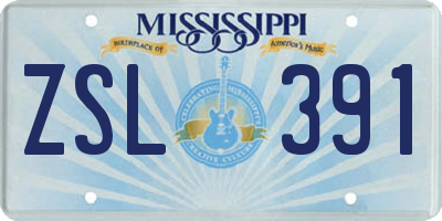 MS license plate ZSL391